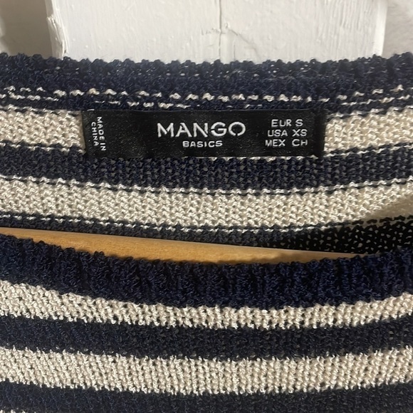 Mango Navy|Beige Striped Lightweight Top Sz XS - Picture 2 of 3